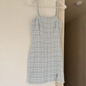 Zara Light Blue Tweed Mini Dress